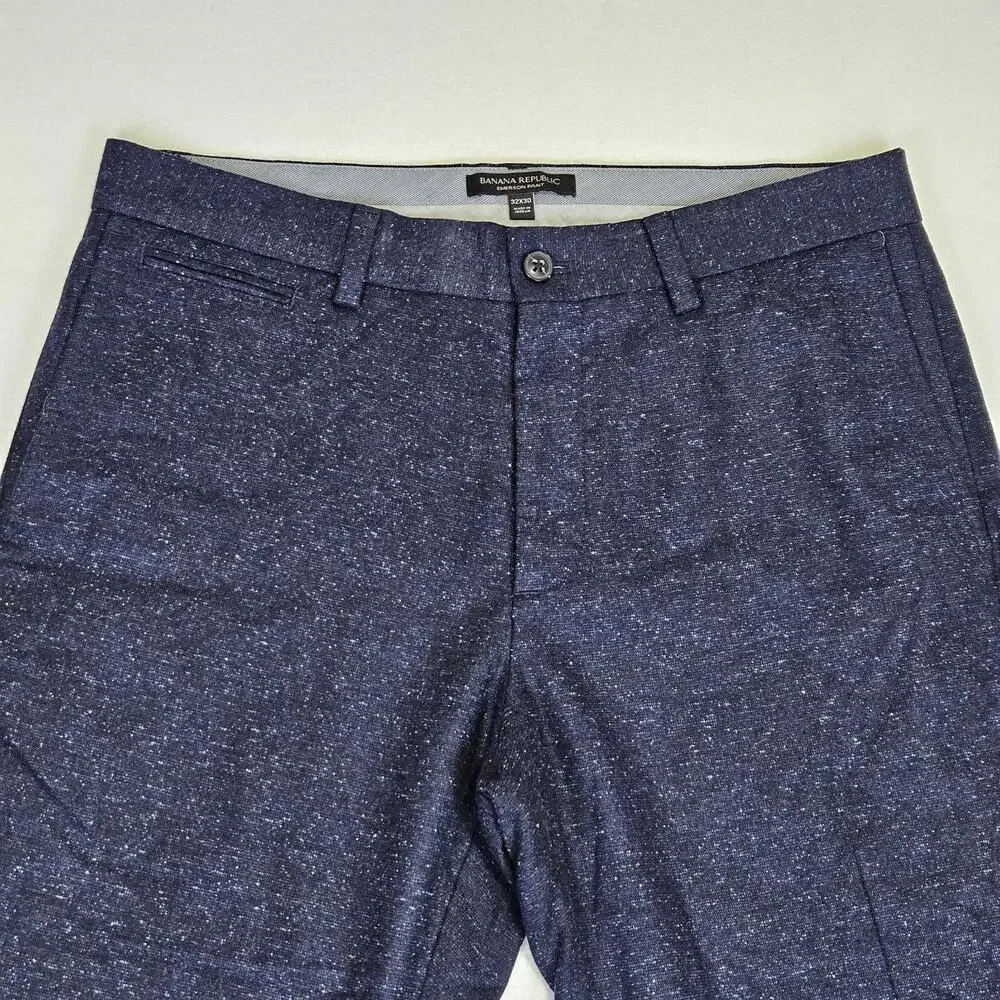 Banana Republic Emerson Pant Men 32x30 Nova Fides Navy Speckled Wool Silk Blend